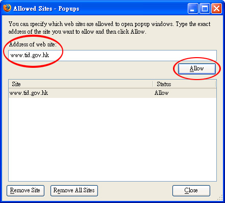 Settings for Mozilla Firefox 2